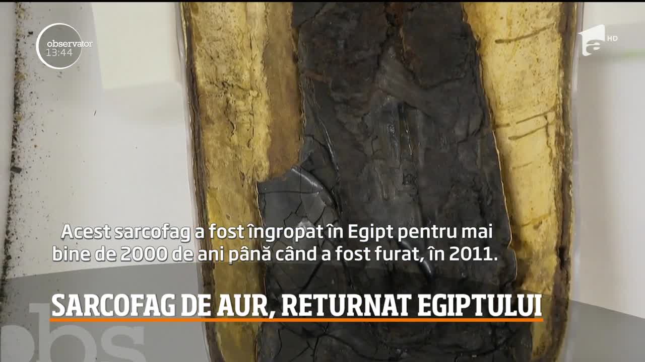 Un sarcofag placat cu aur, furat din Egipt &icirc;n urmă cu 8 ani, va fi repatriat!
