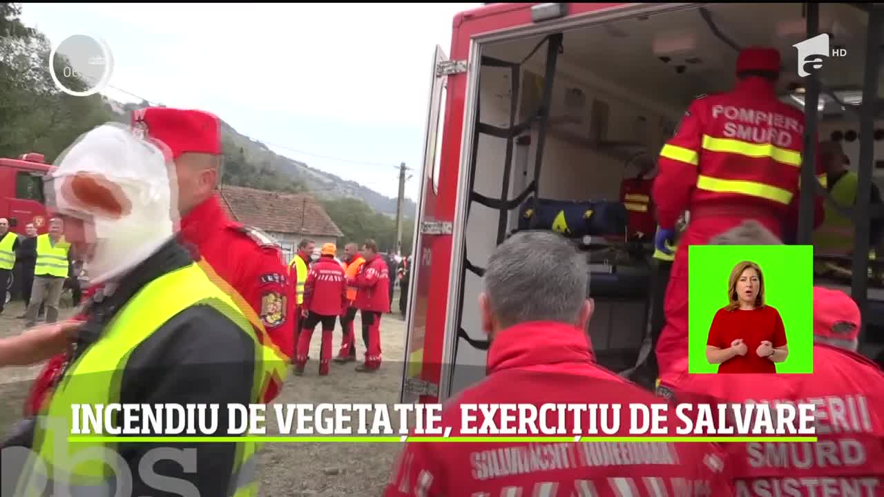 Incendiu de vegetație, exercițiu de salvare &icirc;n Ţinutul Pădurenilor din Hunedoara