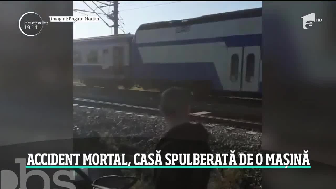 Accident mortal la bariera de la Lehliu. Un şofer a intrat cu mașina &icirc;ntr-o casă şi a ieşit pe partea cealaltă