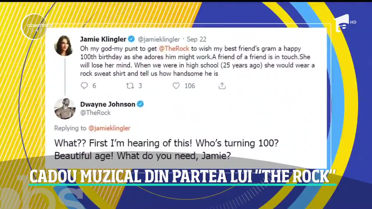 Cadou muzical din partea lui Dwayne Johnson, la o aniversare de 100 de ani