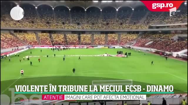 Violențe &icirc;n tribune la FCSB - Dinamo. &Icirc;n &icirc;ncăierarea generală au fost prinşi părinţi cu copii