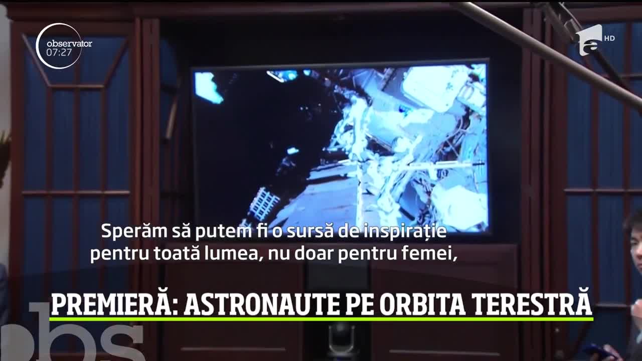 Premieră &icirc;n spaţiu. Pentru prima dată, două femei astronaute au părăsit Staţia Spaţială Internaţională. Preşedintele Donald Trump le-a felicitat