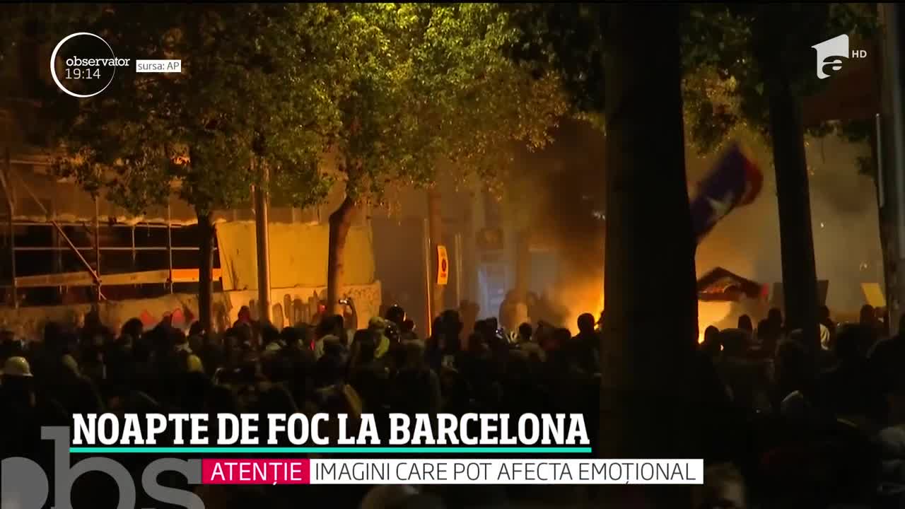 Momente de groază pentru rom&acirc;nii-martori ai protestelor violente din Catalonia