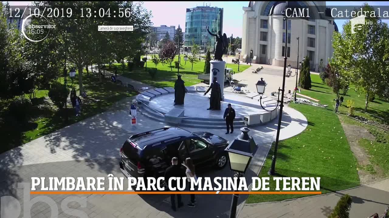Un bărbat a fost amendat după ce a ieşit la plimbare &icirc;ntr-un parc din Bacău cu maşina de teren!