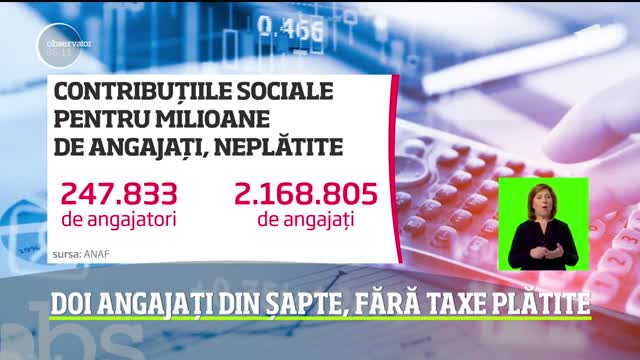 Doi din şapte salariaţi rom&acirc;ni NU au plătite asigurări de sănătate şi pensii, arată datele ANAF