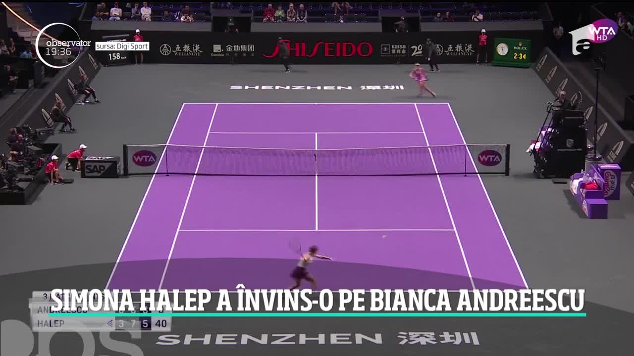 Duel rom&acirc;nesc la Turneul Campioanelor. Simona Halep a &icirc;nvins-o, &icirc;n trei seturi, pe Bianca Andreescu