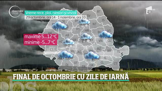 Final de octombrie cu zile de iarnă. Cum va fi vremea