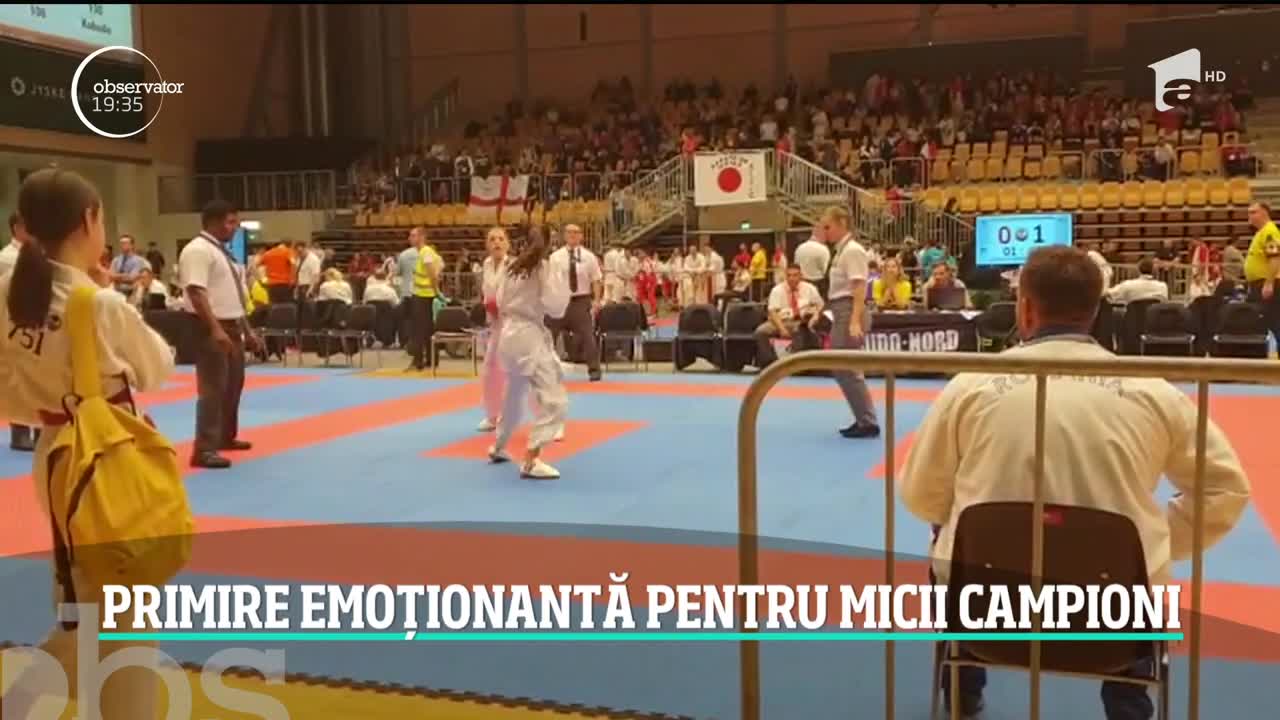 Micii karatişti ai Rom&acirc;niei s-au &icirc;ntors cu cele mai multe medalii de la Campionatul European. Campionii au cedat emoţiilor doar &icirc;n faţa părinţilor