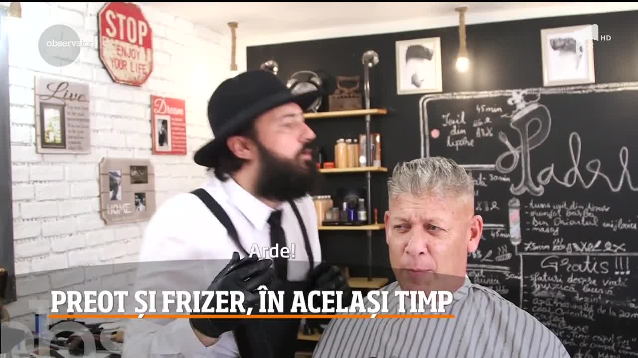 Preot și frizer, &icirc;n același timp. Padre, aşa cum &icirc;i spun prietenii, folosește tehnici de tuns simple, dar vechi de sute de ani