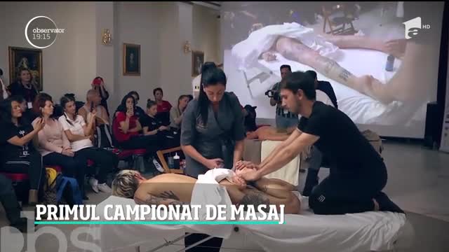 Masajul cu foc, cu miere sau la patru m&acirc;ini, la campionatul maseurilor