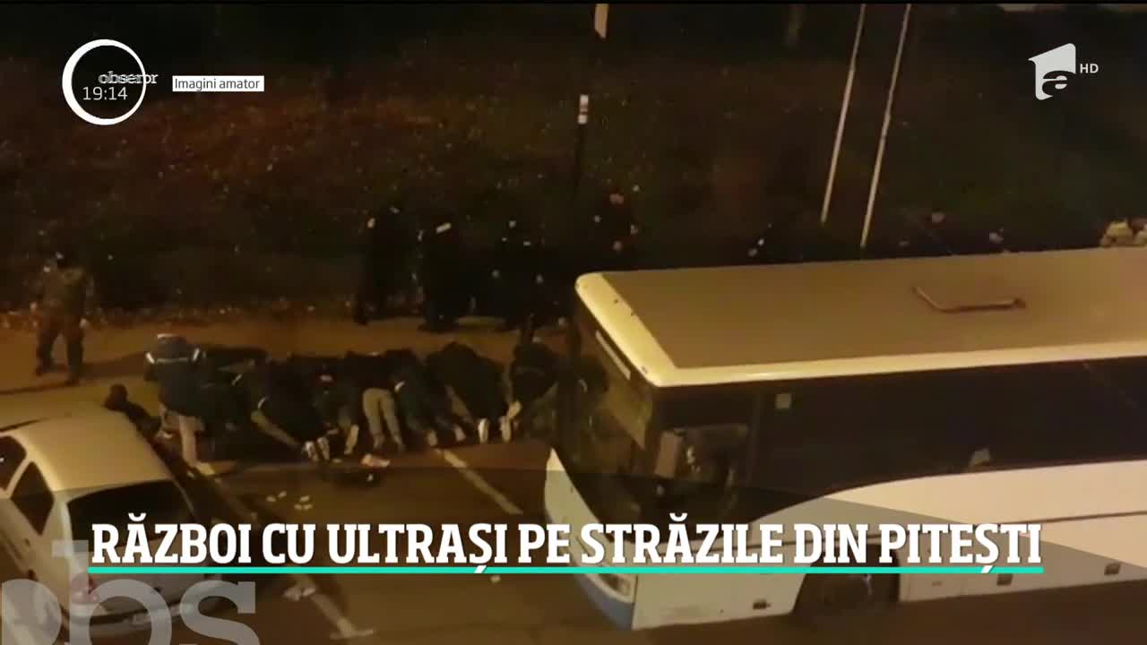 Război cu ultrași pe străzile din Pitești