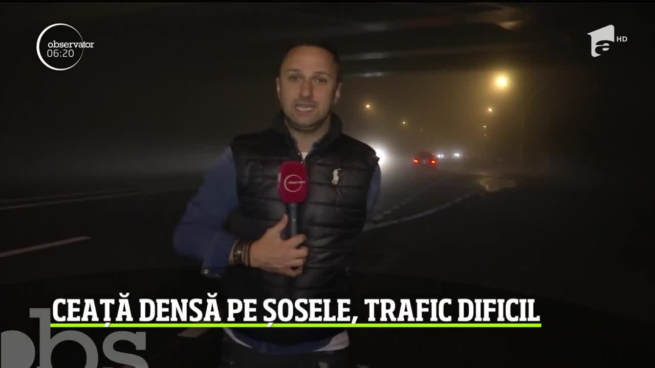 Ceață densă pe șosele! S-a circulat greu pe autostrăzile A1 şi A3