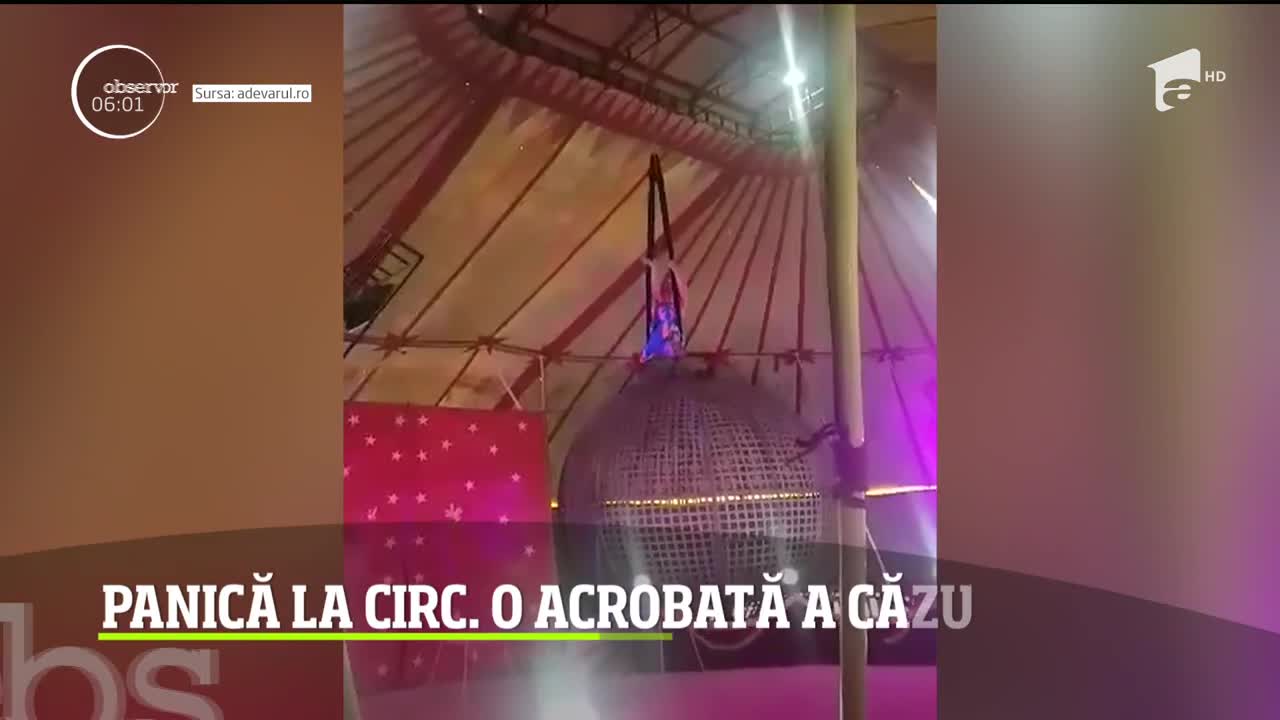 Panică la circ, &icirc;n Hunedoara! O acrobată a căzut &icirc;n gol
