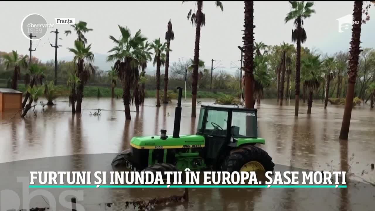 Furtuni și inundații &icirc;n Europa. &Icirc;n Franţa a plouat &icirc;n două zile c&acirc;t pentru trei luni
