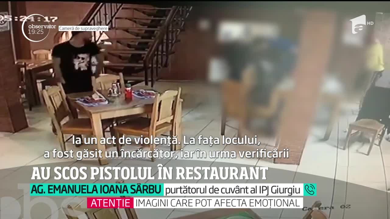 Scene violente &icirc;ntr-un restaurant din judeţul Giurgiu. Un bărbat a scos un pistol