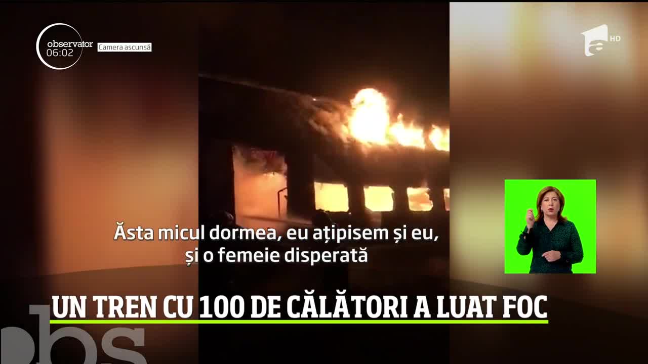 Un tren cu 100 de călători a luat foc &icirc;n județul Teleorman