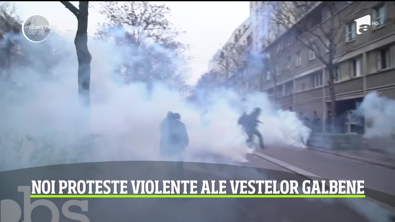 Noi proteste violente ale vestelor galbene la Paris
