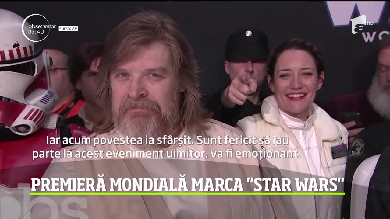 Premiera mondială a celei de-a noua pelicule Star Wars: The Rise of Skywalker a avut loc la Los Angeles