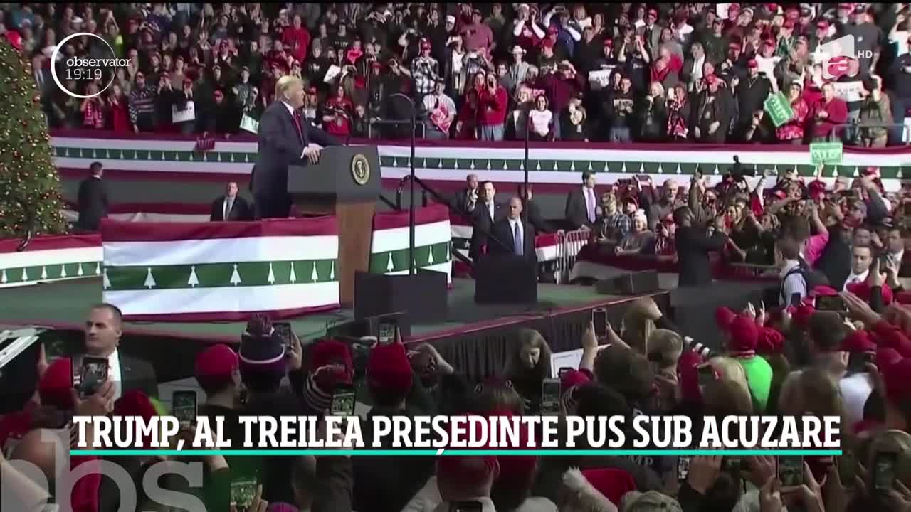 Donald Trump intră &icirc;n istorie drept al treilea preşedinte pus sub acuzare. Senatul va decide &icirc;n ianuarie dacă liderul american va fi debarcat de la Casa Albă
