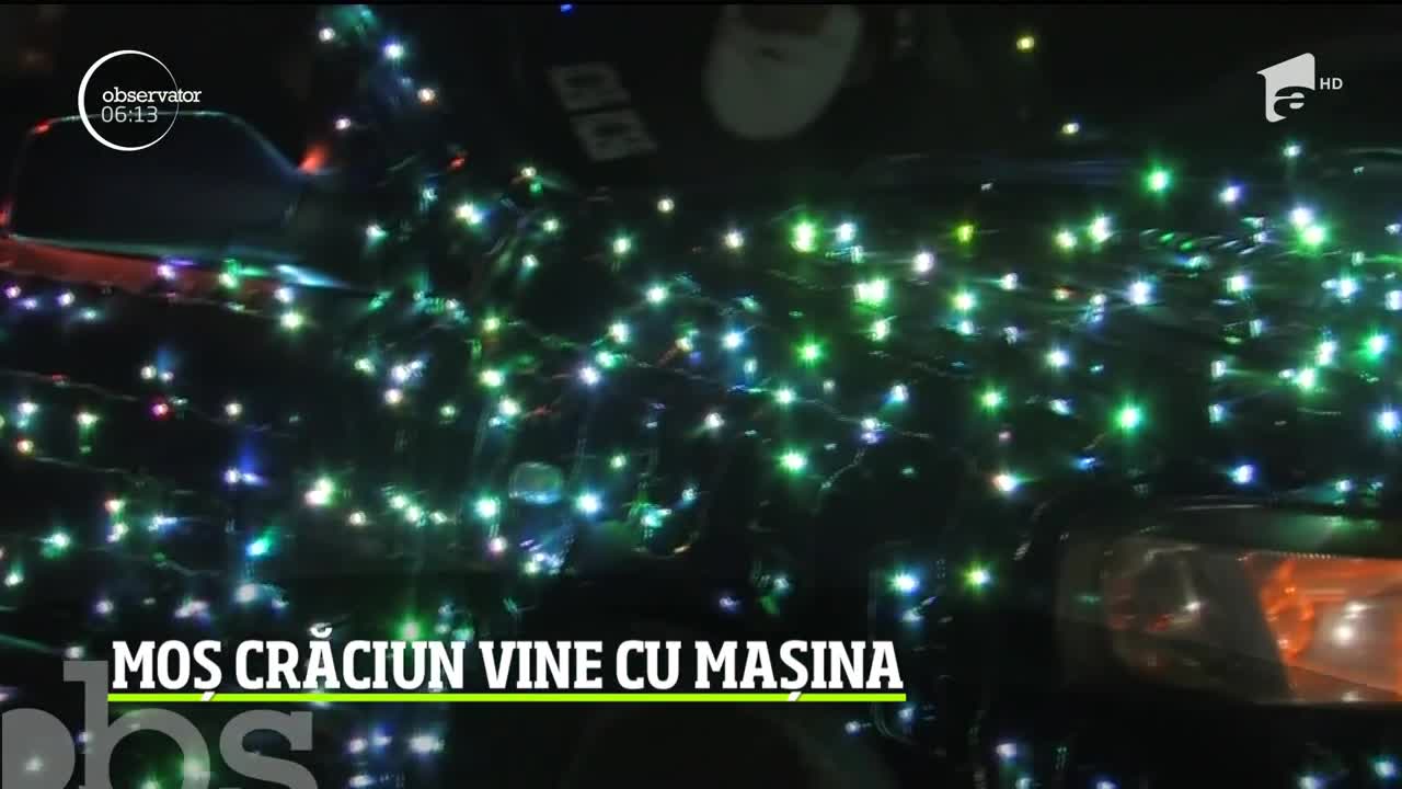 Un șofer din Oradea și-a &icirc;mpodobit mașina de Crăciun