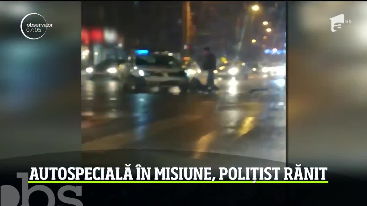 Un poliţist a fost rănit &icirc;n urma unui accident petrecut &icirc;n municipiul Bacău