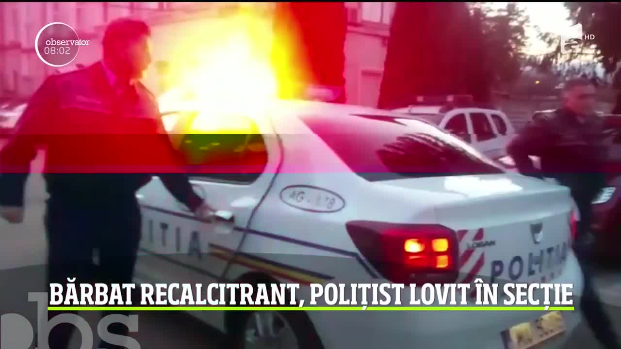 Un polițist din Argeş, lovit &icirc;n secţie de un bărbat recalcitrant