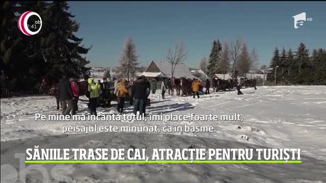 Săniile trase de cai, atracție pentru turiștii străini