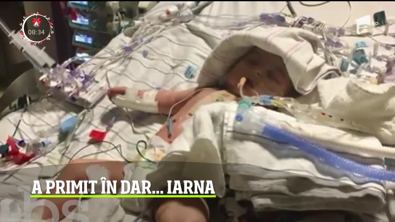 O fetiţă din Arizona, născută fără o parte a inimii, a primit &icirc;n dar..  zăpadă