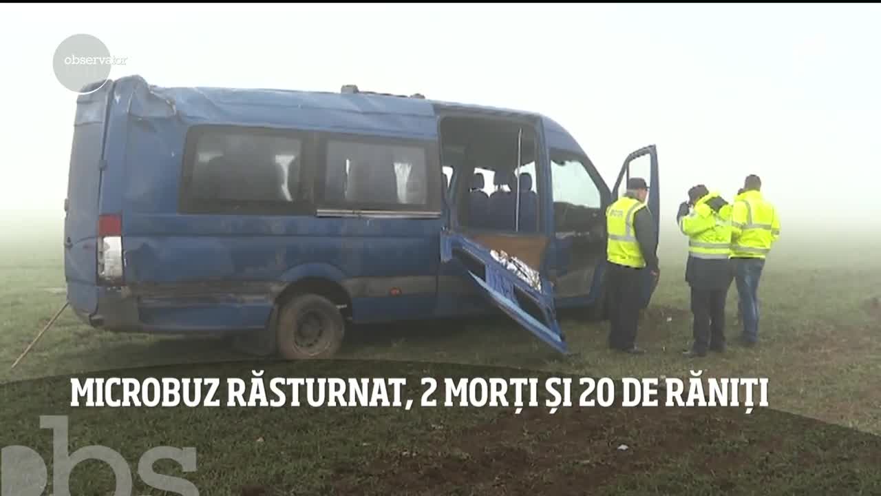 Microbuz răsturnat &icirc;n judeţul Constanţa, doi morți și 20 de răniți