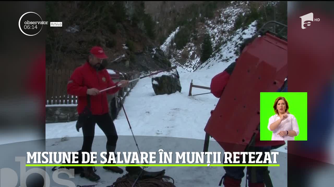 Misiune de salvare &icirc;n Munții Retezat. Bărbatul a rămas blocat pe gheaţă, &icirc;n apropierea v&acirc;rfului Retezat