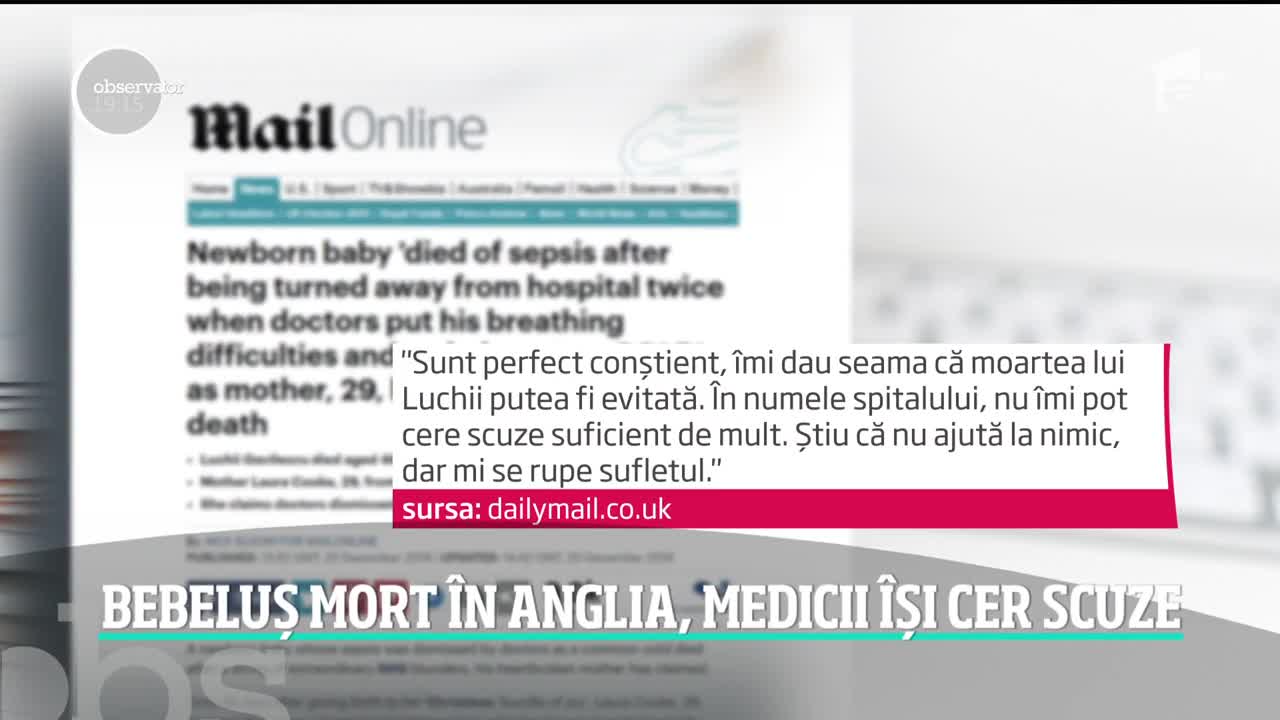 Copilul unui rom&acirc;n a murit &icirc;n Marea Britanie la doar c&acirc;teva zile de la naştere. Medicii de acolo i-au pus un diagnostic greşit de două ori!
