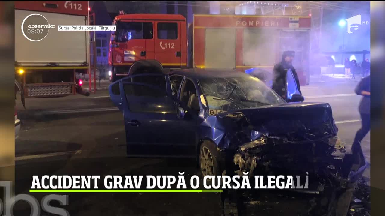 Şase oameni au ajuns la spital după o cursă ilegală pe străzile din T&acirc;rgu Jiu