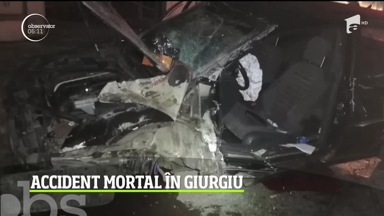 Tragedie pe o şosea din Giurgiu. Un t&acirc;năr a murit după ce a intrat cu maşina &icirc;ntr-un cap de pod