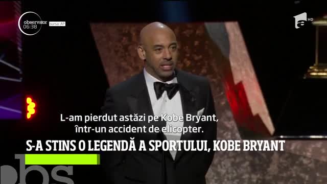 Legendarul jucător de baschet Kobe Bryant şi-a pierdut viaţa &icirc;ntr-un accident de elicopter