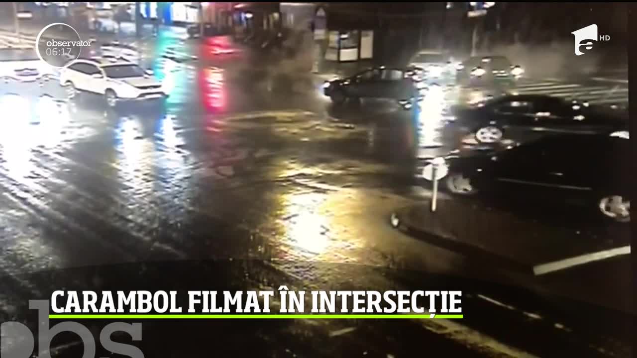 Carambol &icirc;n mijlocul unei intersecţii din Timişoara. O şoferiţă nu a acordat prioritate atunci c&acirc;nd a virat la st&acirc;nga