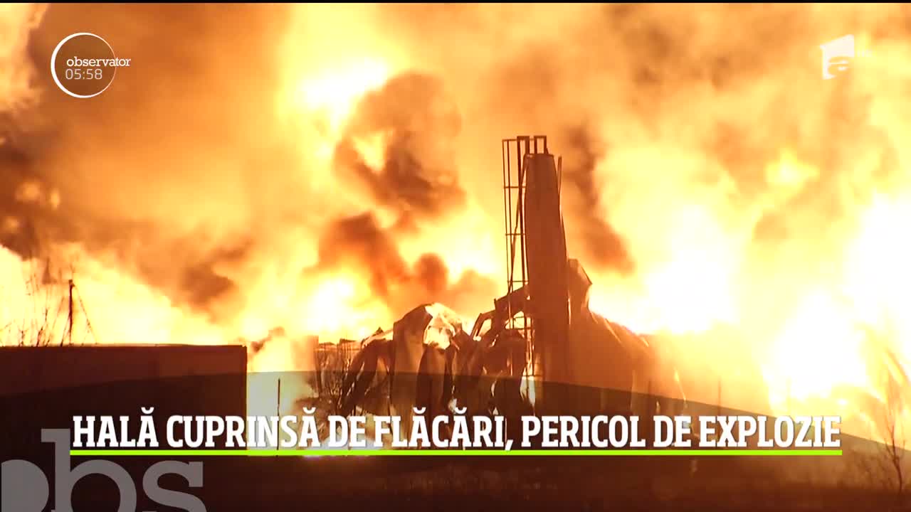 A fost alertă la c&acirc;ţiva kilometri de Capitală. O hală &icirc;n care erau substanţe inflamabile a luat foc