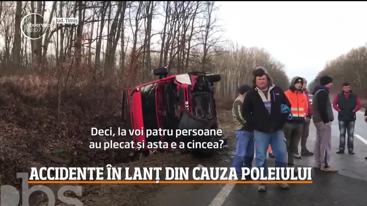 Accidente &icirc;n lanț din cauza poleiului