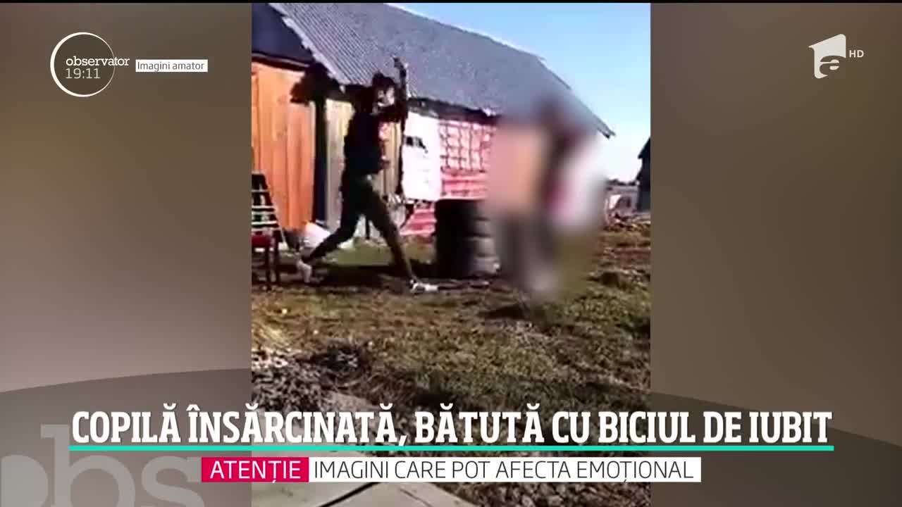 Imagini şocante &icirc;ntr-un sat din Suceava! O fată &icirc;nsărcinată, bătută cu biciul de iubitul ei!
