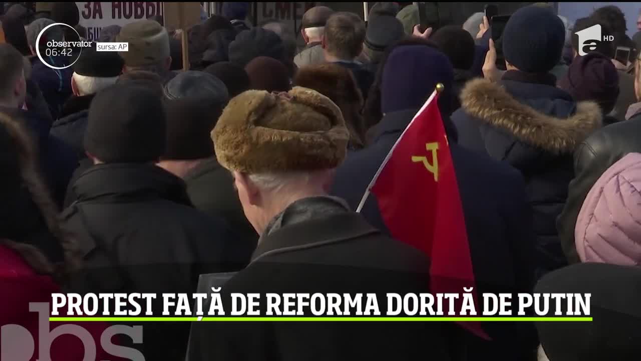 Sute de persoane au protestat &icirc;mpotriva proiectului de reformă a Constituţiei al lui Vladimir Putin