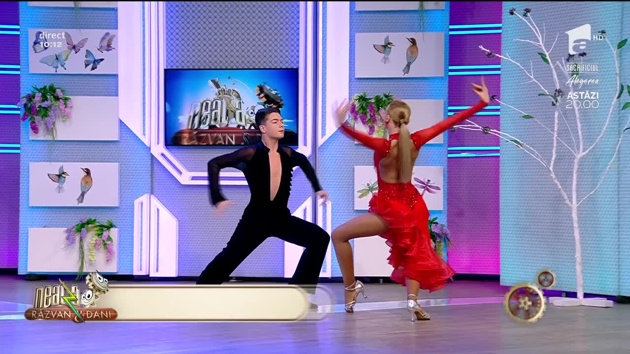 Perechea Eduard P&icirc;slaru şi Alessia Morariu, demonstraţie pe mai multe stiluri de dans &icirc;n platoul de la Neatza cu Răzvan şi Dani!
