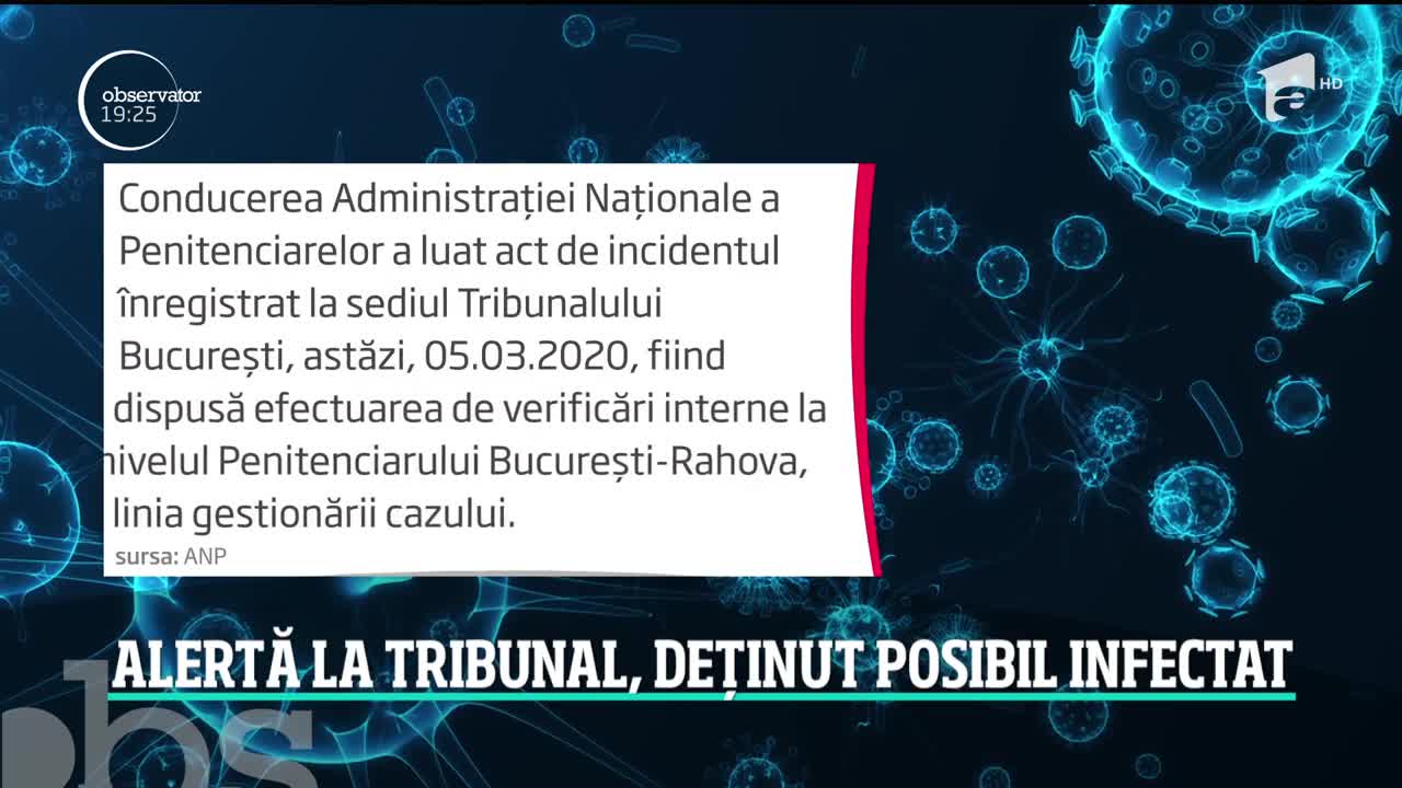 Coronavirusul a suspendat şedintele de la Tribunalul Bucureşti şi a evacuat un etaj &icirc;ntreg al instituţiei. Un deţinut a dat alarma