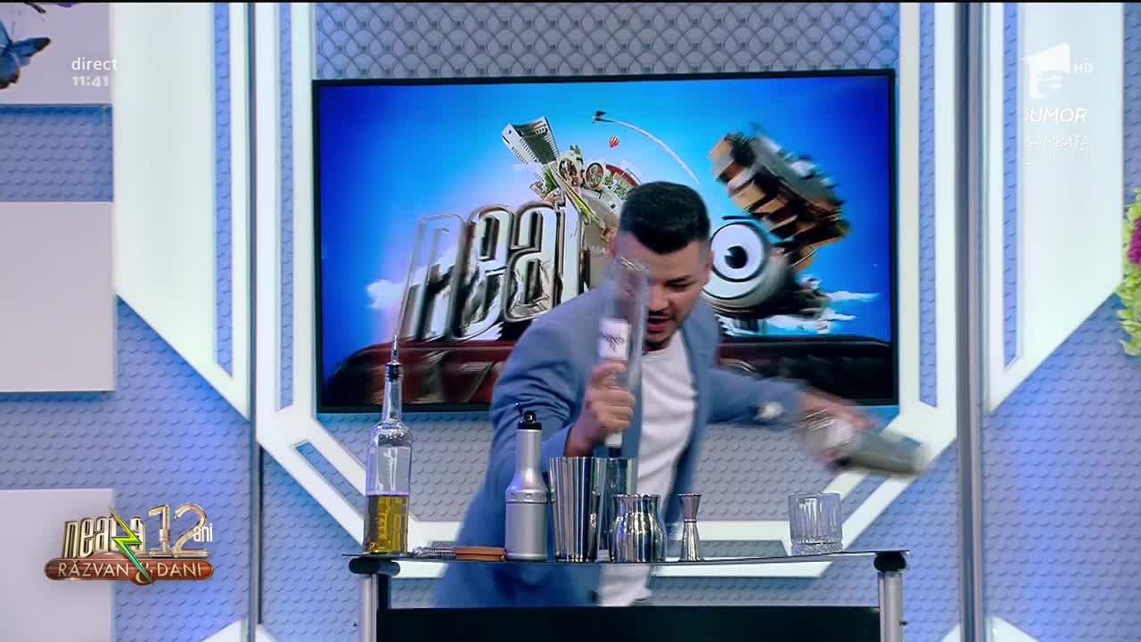 Campionul mondial Valentin Luca, demonstraţie de flair bartending &icirc;n platoul de la Neatza cu Răzvan şi Dani