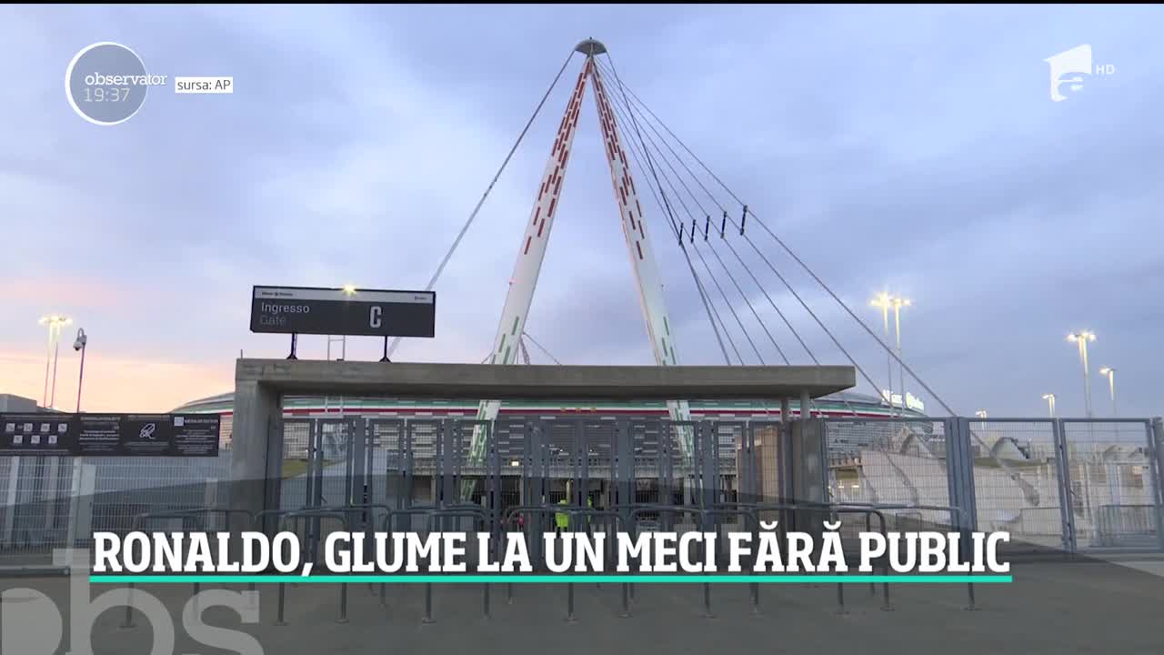 Derby-ul dintre Juventus şi Inter Milano, fara spectatori! Cristiano Ronaldo a dat m&acirc;na, &icirc;n glumă, cu fanii imaginari