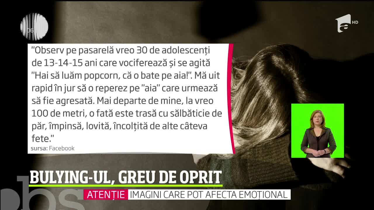 Bulying-ul, greu de oprit &icirc;n Rom&acirc;nia. &Icirc;n Craiova, o copilă de 15 ani a fost snopită &icirc;n bătaie de o fată cu trei ani mai mică dec&acirc;t ea