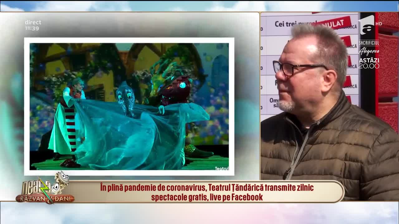 &Icirc;n plină pandemie de coronavirus, Teatrul Țăndărică transmite zilic spectacole gratis, live pe Facebook