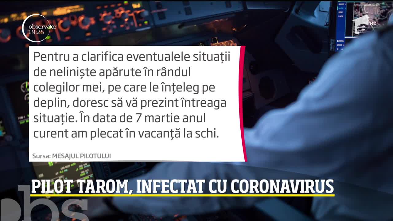 Pilot infectat cu coronavirus. Alți nouă au intrat &icirc;n contact direct cu el