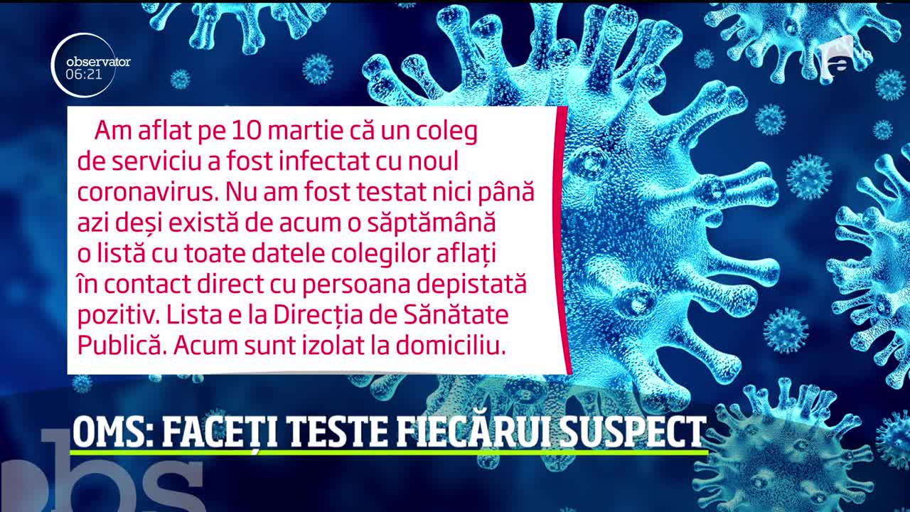 OMS: faceți teste fiecărui suspect
