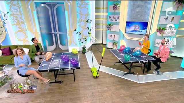 Camelia Bălțoi și Răzvan Simion versus Dani Oțil și Alexandra Tudor, tenis de masă cu baloane! S-a lăsat cu distracție! VIDEO