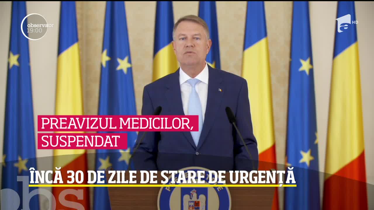 Klaus Iohannis a prelungit cu 30 de zile starea de urgenţă. Noile măsuri anunţate de şeful statului