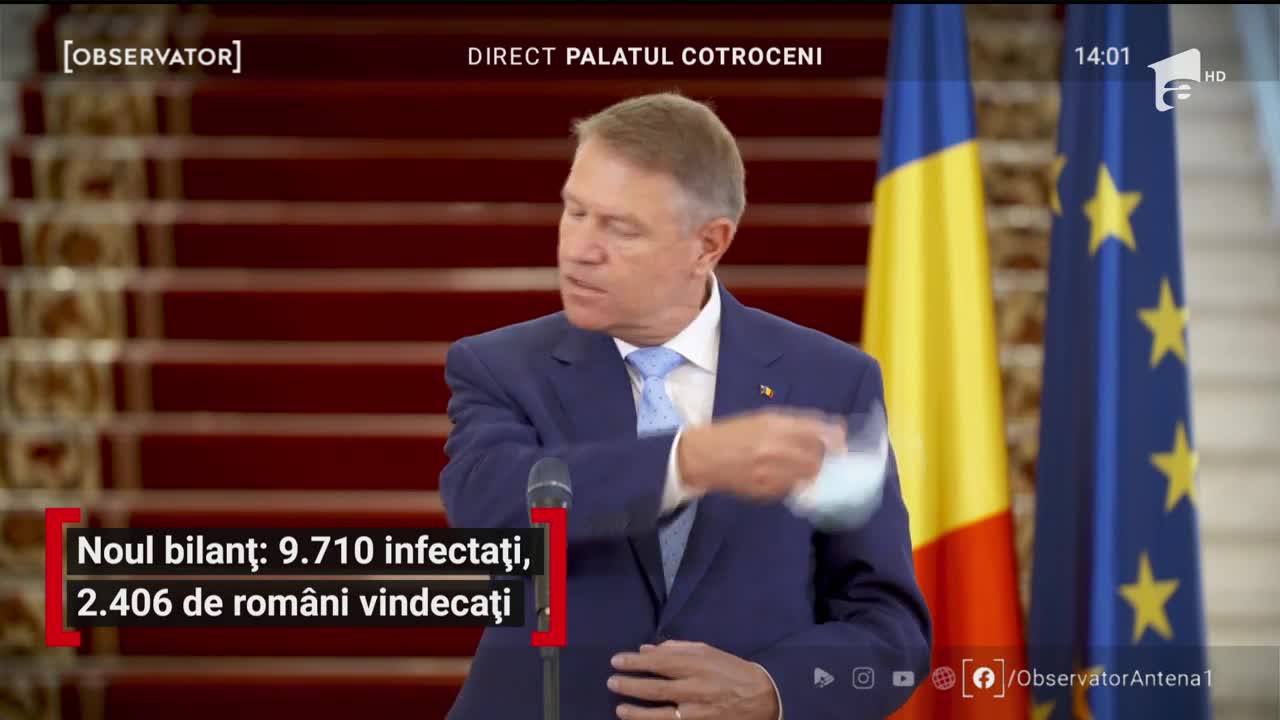 Președintele Iohannis, declarații de la Cotroceni: Masca de protecție, obligatorie după 15 mai